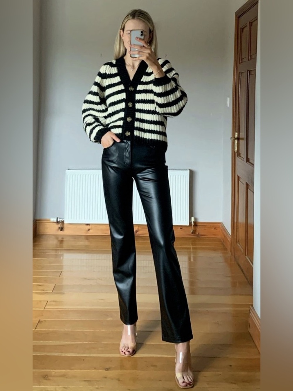 Zara black faux leather pants
